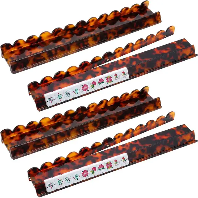 Mahj Days Tortoiseshell Acrylic Mahjong Racks with Pushers 4-Pack