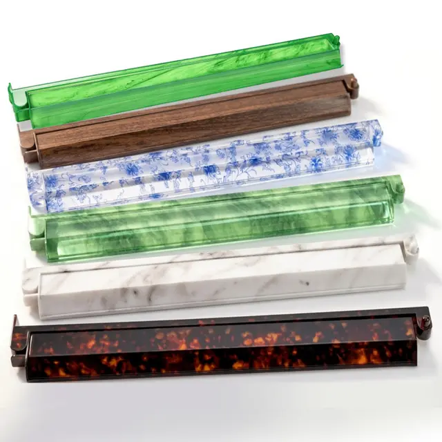 Mahj Days Tortoiseshell Mahjong Racks with Pushers (4-Pack) — Deep Walnut