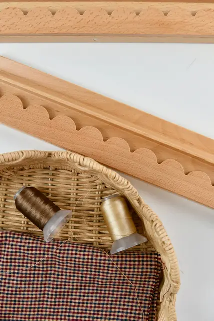The Humble Oak Co Natural Wood Mahjong Racks 20" with Scallop Pushers, 4 per set