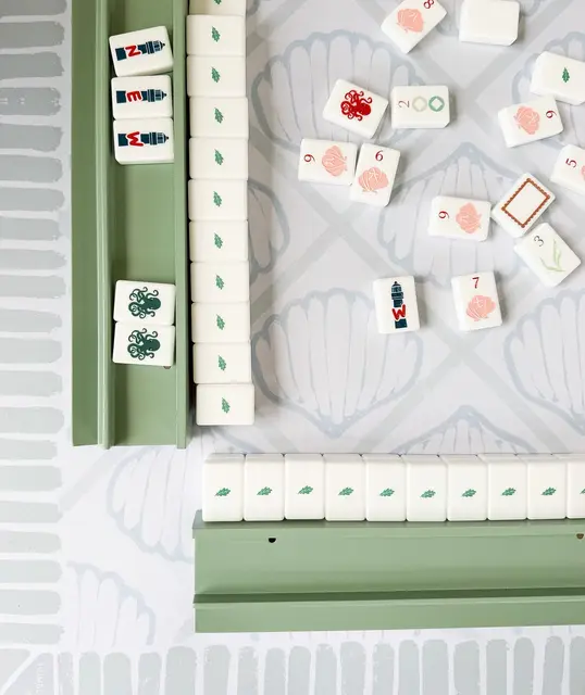 The Humble Oak Co Painted Eucalyptus Mahjong Racks 20" with FLAT Pushers, 4 per set