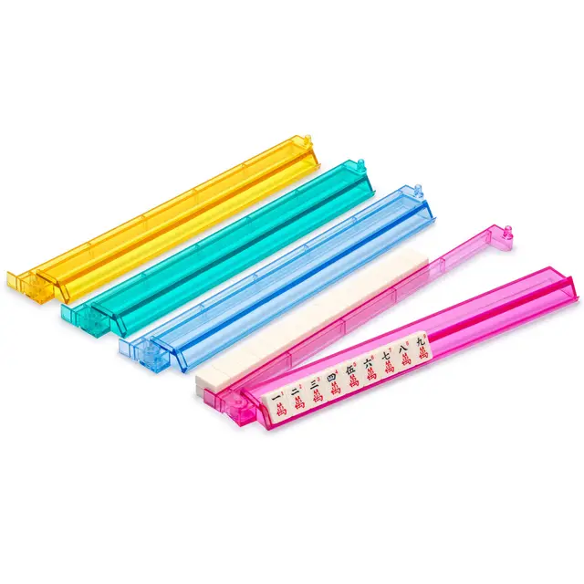 Yellow Mountain Imports Modern Mahjong Racks with Built-in Pushers - Multi-Color - Set of 4