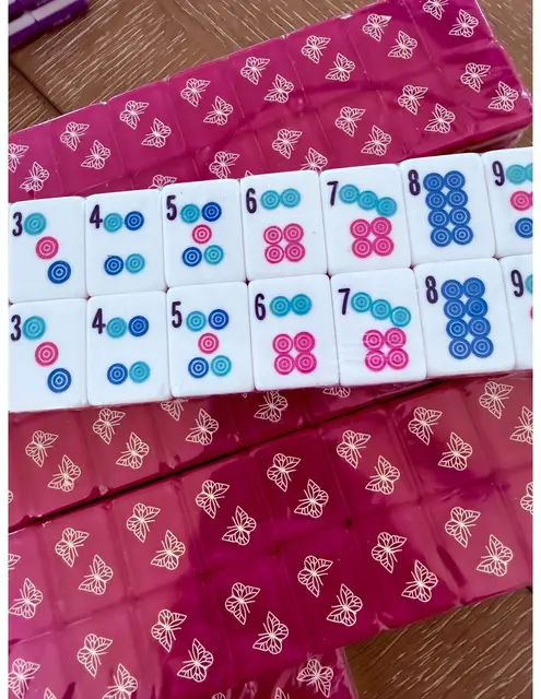 Mah Jongg Maven 3 layer Cranberry tiles with Butterflies, engraved and handpainted American Mah Jongg set