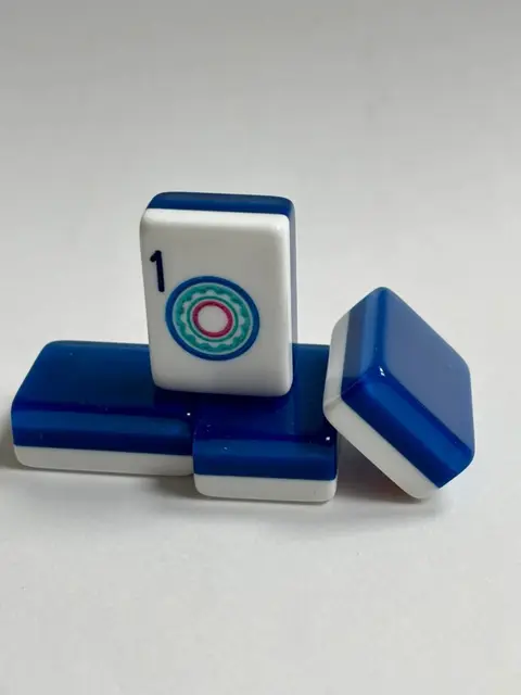 Mah Jongg Maven 3 Layer Midnight Blue tiles with Turquoise/Pink/Royal Blue ink -American Mah Jongg set