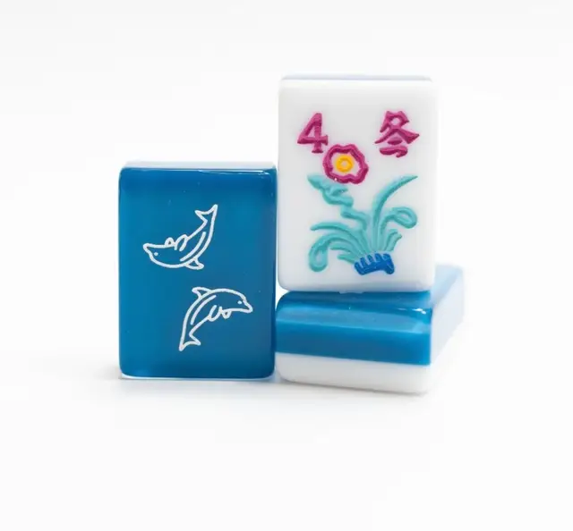 Mah Jongg Maven 3 Layer Teal Blue with Dolphins American MahJongg tile set