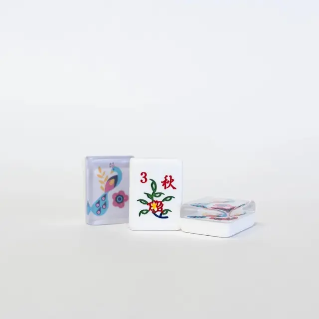 Mah Jongg Maven Pretty Peacock -2 layer Engraved and Hand Painted American MahJongg tile set