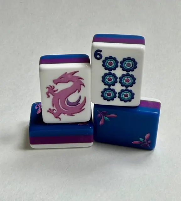 Mah Jongg Maven Royal Garden Series- Artist inspired Amerian Mah Jongg 3 Layer tile set in Blue Jewel tones