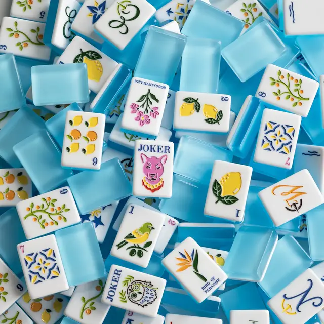 Mahj Days Blue Jelly Coastal Citrus Grove Mahjong Tiles
