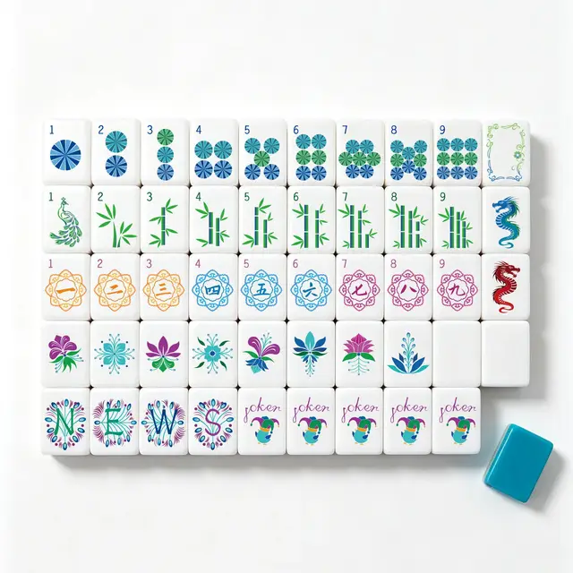 Mahj Days Peacock Teal Imperial Botanical Mahjong Set