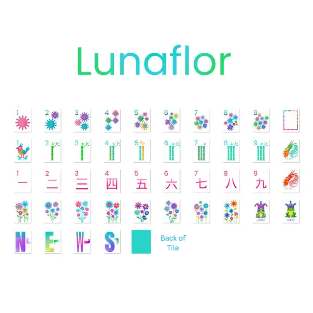 Mahjong Studios Teal - Lunaflor Mahjong Tiles - 160 American Mahjong Tiles