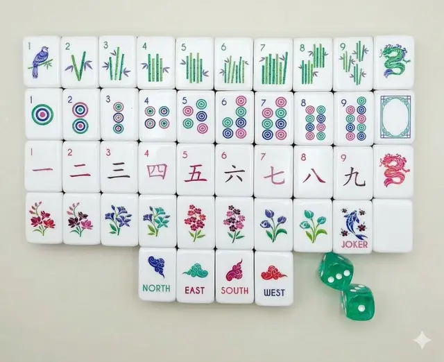 Mahjong With Us Premium American Mahjong Tiles — Azure Blossom