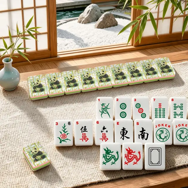 Splash Of Mahj And Color Co. Bamboo Asian Panda Bear 4 Layer American Mahjong Tiles Set And Carry Case
