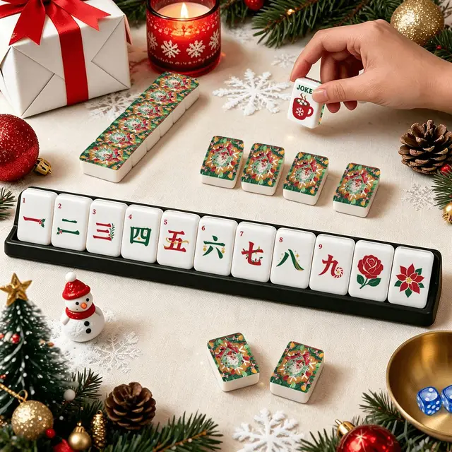 Splash Of Mahj And Color Co. Classic Old Time Santa Traditional Christmas Mahjong Tiles And Carry Case