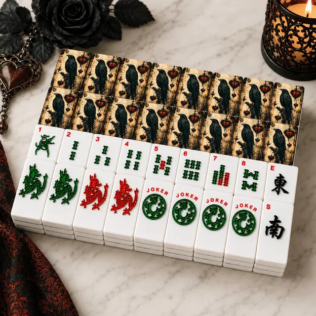 Splash Of Mahj And Color Co. Edgar Allen Poe Raven American Mahjong Tiles With Carry Case — Box