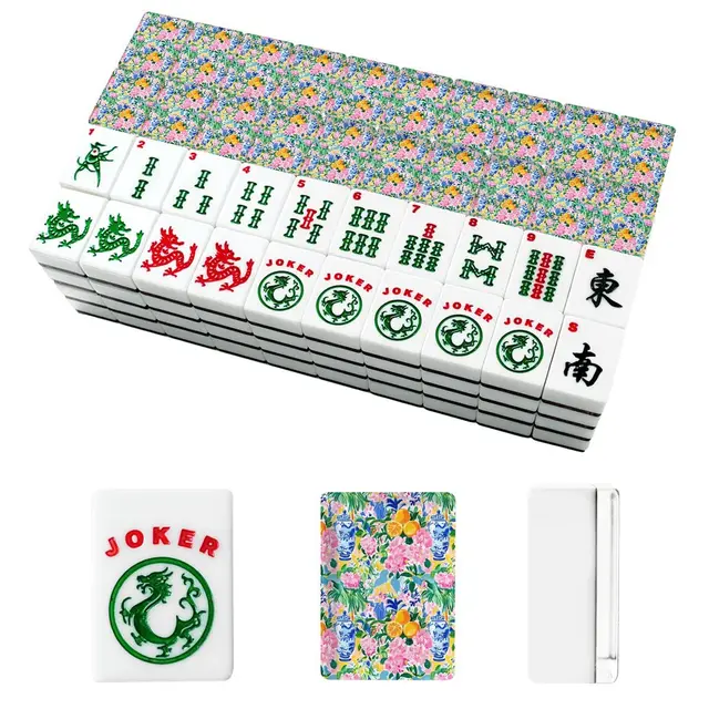Splash Of Mahj And Color Co. Floral Chinoiserie Blue Orange American Mahjong Tiles And Carry Case — Box