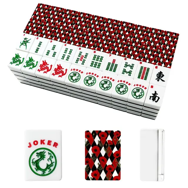 Splash Of Mahj And Color Co. Harlequin Romance Red Poppy Play American Mahjong Tiles And Carry Case — Box