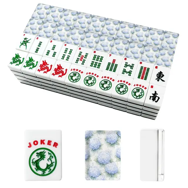 Splash Of Mahj And Color Co. Hydrangeas In Bloom Baby Blue American Mahjong Tiles And Carry Case — Box
