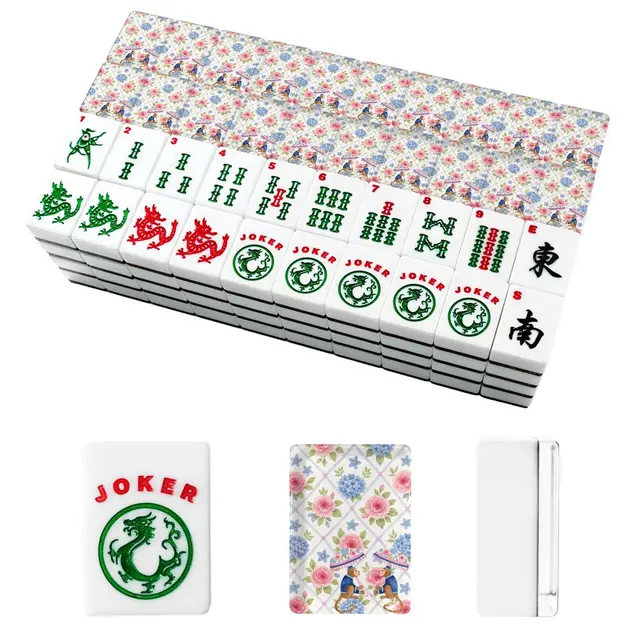 Splash Of Mahj And Color Co. Mahjong Monkey Floral Asian Chinoiserie Hydrangea American Mahjong Tiles And Carry Case — Box