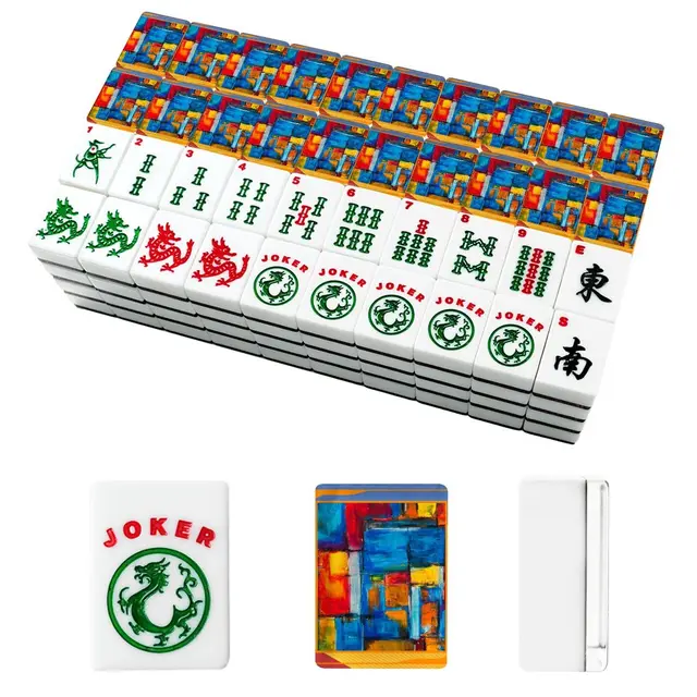 Splash Of Mahj And Color Co. Modernist Contemporary American Mahjong Tiles With Carry Case — Box