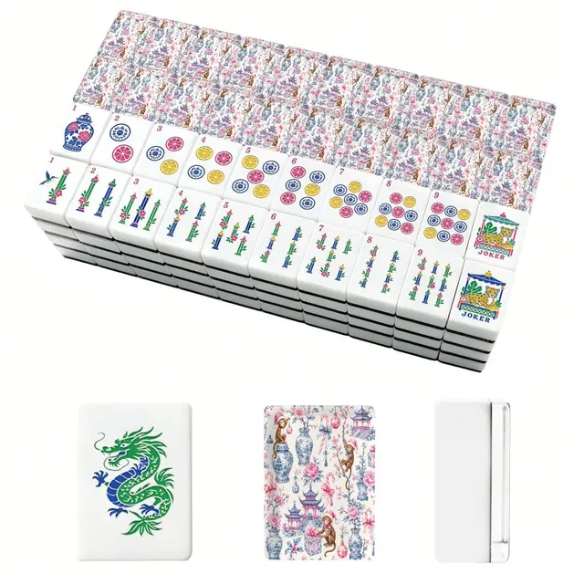 Splash Of Mahj And Color Co. Monkey Elves Chinoiserie Pastel American Mahjong Tiles And Carry Case — Box