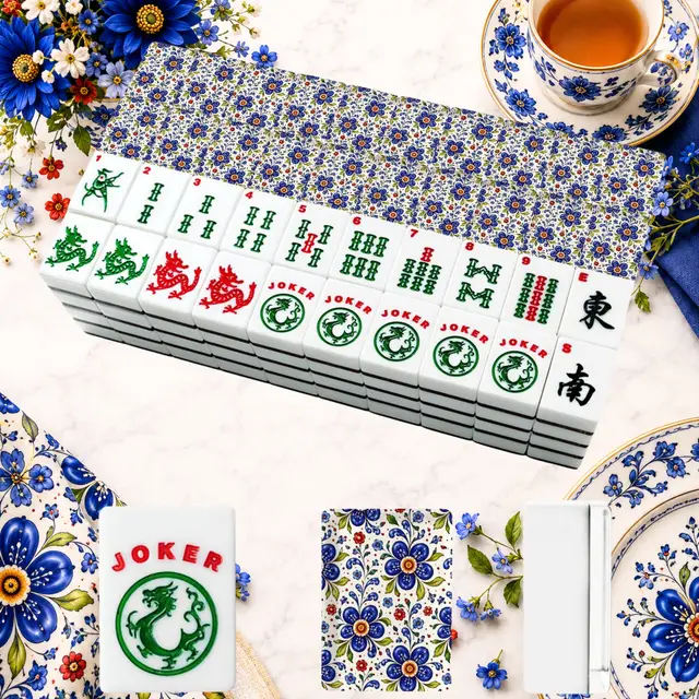 Splash Of Mahj And Color Co. Pottery PORCELAIN Designed American Mahjong Tile Set And Carry Bag — Box