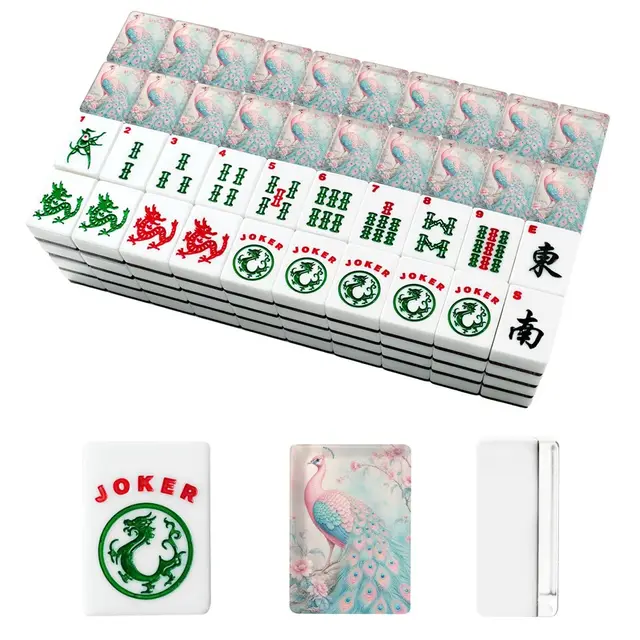 Splash Of Mahj And Color Co. Pretty Pastel Peacock Chinoiserie Cherry Blossom American Mahjong Tiles And Carry Case Bundle — Box