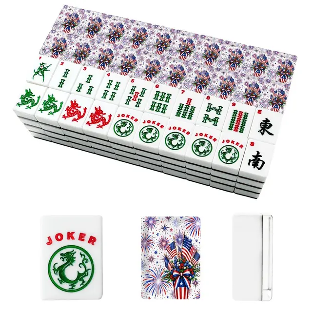 Splash Of Mahj And Color Co. Starburst Americana Red White And Blue Patriotic American Mahjong Tiles And Carry Case — Box