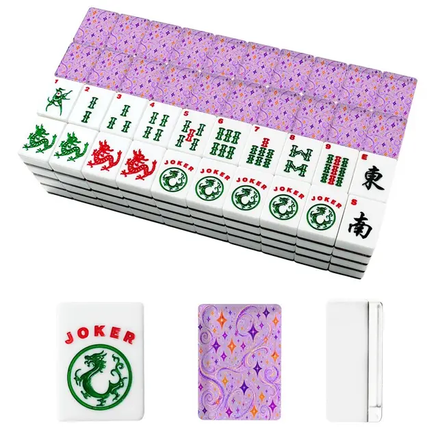 Splash Of Mahj And Color Co. Starburst Whimsical Wizard, Purple, Orange American Mahjong Tiles And Carry Case — Box