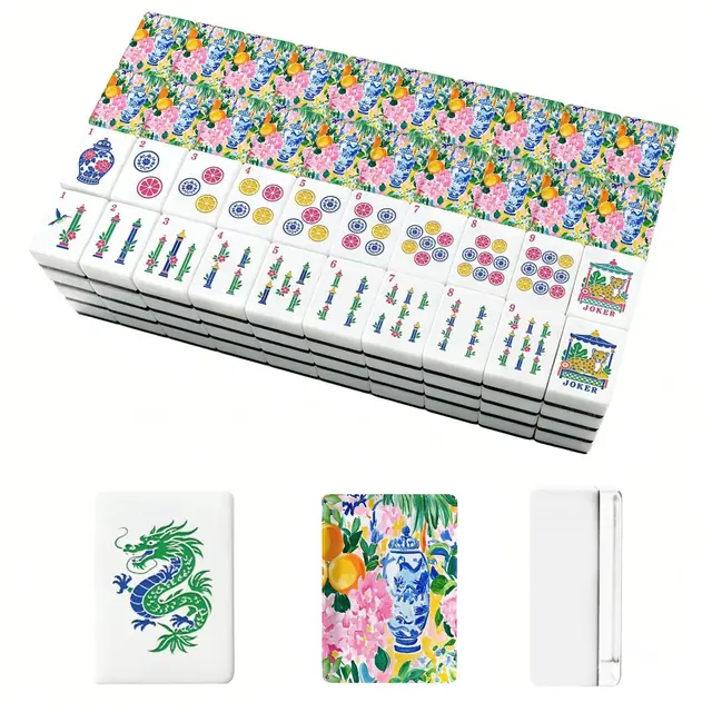 Splash Of Mahj And Color Co. Sunny Citrus Pastel Asian Chinoiserie American Mahjong Tiles And Carry Case — Box