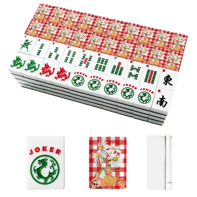 Splash Of Mahj And Color Co. The Real Mahj Wives Red Gingham Nostalgic American Mahjong Tiles And Carry Case — Box