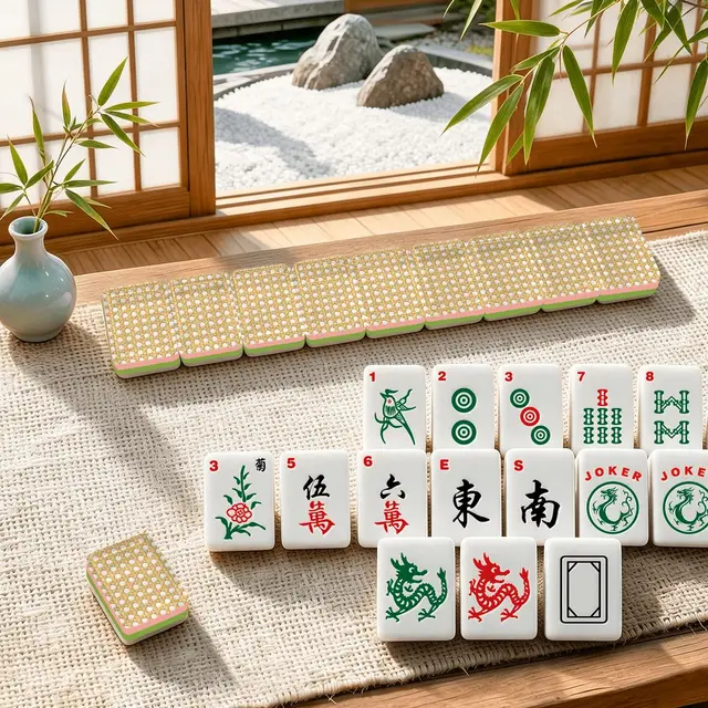 Splash Of Mahj And Color Co. Vintage Cane Back 4 Layer American Mahjong Tiles Set With Carry Case