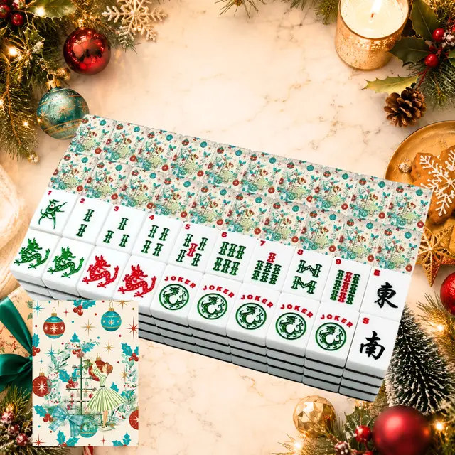 Splash Of Mahj And Color Co. Whimsical Nostalgic Book Lover, Mahjong Christmas American Mahjong Tiles And Carry Case — Box