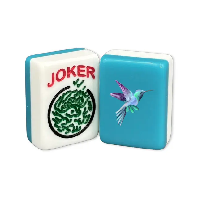 Where the Wind Blows CUSTOM Printed Hummingbird American Mah Jongg Tiles — Teal and White