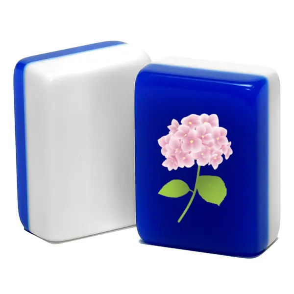 Where the Wind Blows CUSTOM Printed Pink Hydrangea American Mah Jongg Tiles — Blue and White