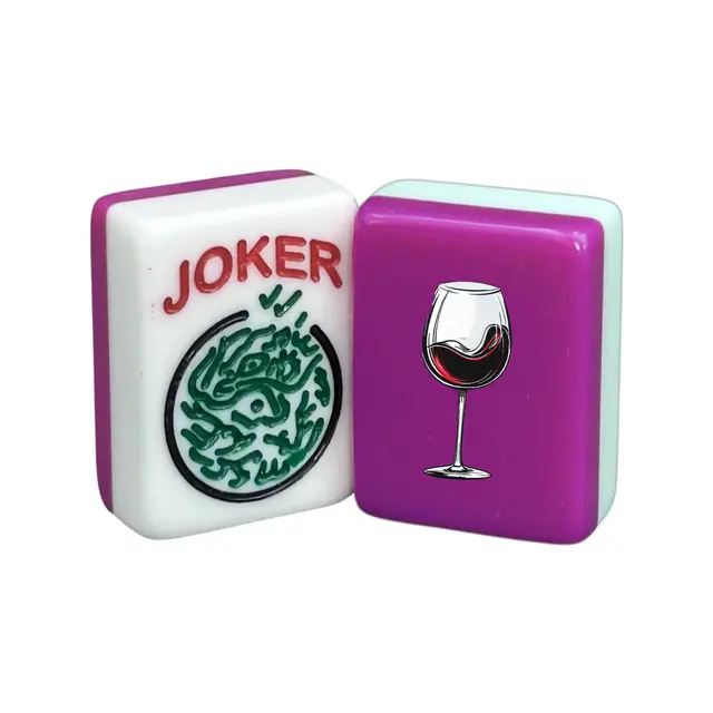 Where the Wind Blows CUSTOM Printed Red Wine Glass American Mah Jongg Tiles — Fandango and White