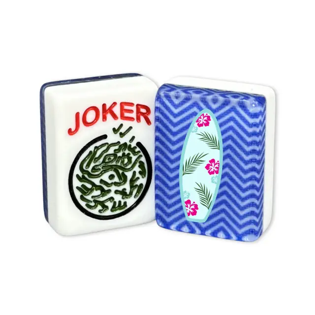 Where the Wind Blows CUSTOM Printed Surfboard Mah Jongg Tiles — Blue Chevron