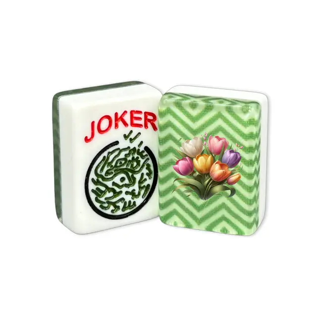 Where the Wind Blows CUSTOM Tulip Bundle American Mah Jongg Tiles — Green Chevron