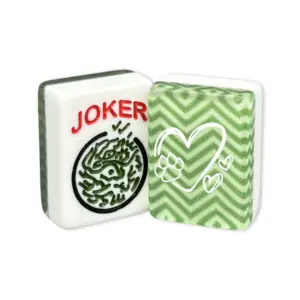Where the Wind Blows CUSTOM White Hearts and Paw Print Tiles — Green Chevron